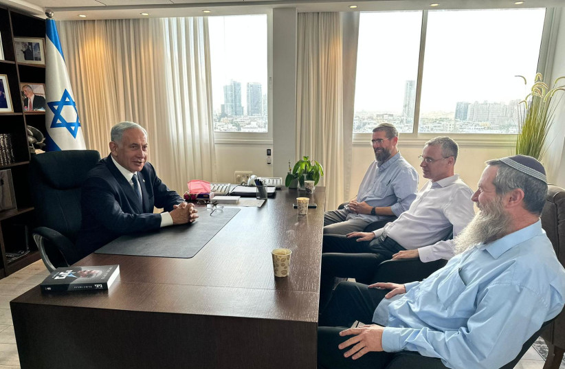  Benjamin Netanyahu and Avi Maoz meet ahead of coalition negotiations. (photo credit: LIKUD SPOKESPERSON)