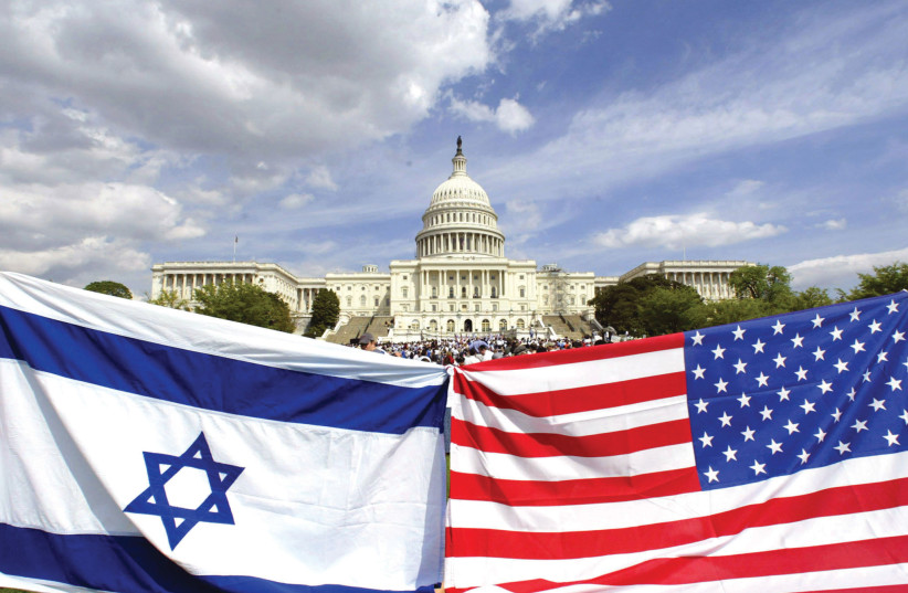  STANDING TOGETHER at the US Capitol in support of Israel, in 2002. (credit: KEVIN LAMARQUE/REUTERS)