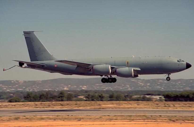  French air force KC-135 Stratotanker in Portugal. (photo credit: Pedro Aragão/Wikimedia)