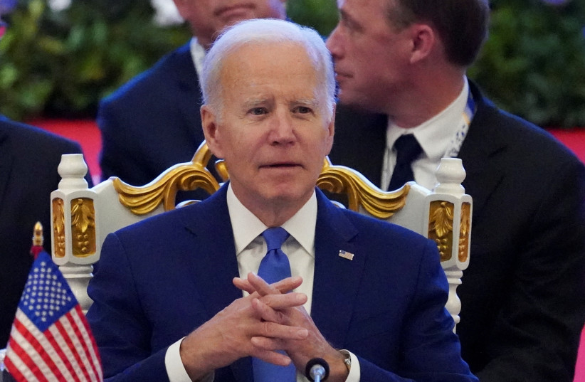  US President Joe Biden attends the ASEAN-US summit during the ASEAN summit held in Phnom Penh, Cambodia November 12, 2022.  (photo credit: REUTERS/CINDY LIU)