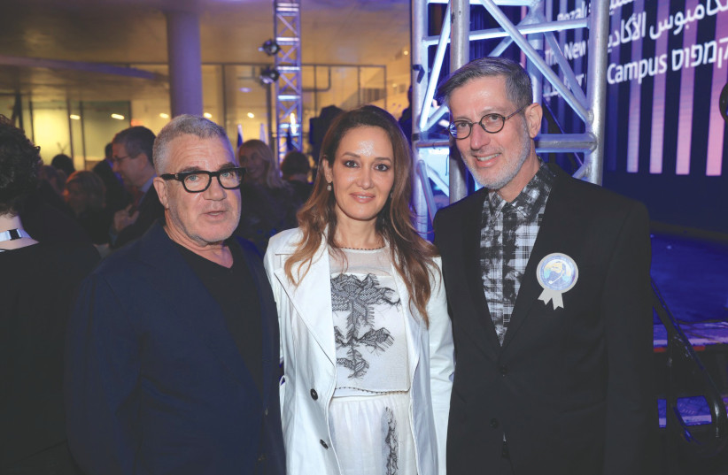  FROM LEFT: International businessman and philanthropist Idan Ofer with his wife, Batia, and Bezalel Academy of Arts and Design President Prof. Adi Stern (credit: Oz Schechter)