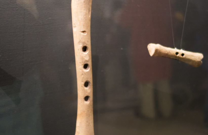  Viking bone flute in the Royal Ontario Museum in Toronto, Canada, 2017.  (credit: THOMAS QUINE/FLICKR)