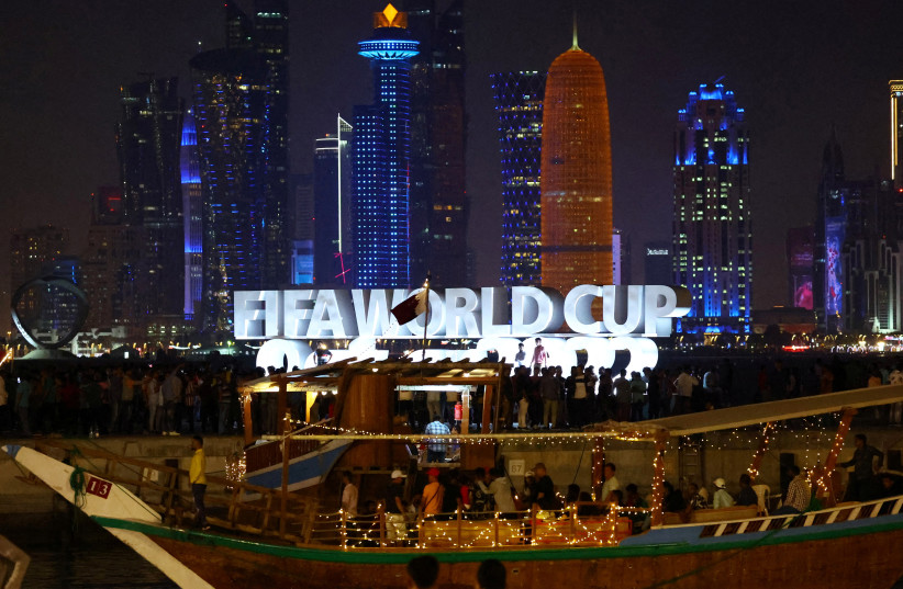 People in a boat on the Corniche Promenade are pictured ahead of the FIFA World Cup Qatar 2022, Doha, Qatar, November 18, 2022. (credit: REUTERS/FABRIZIO BENSCH)