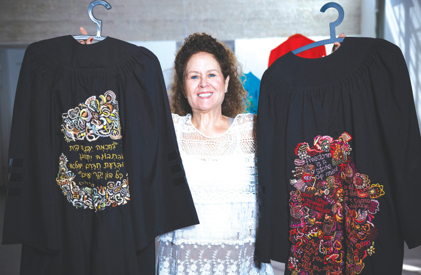  BATIA SHANI and her hand-embroidered robes (photo credit: YANIV KOPPEL)