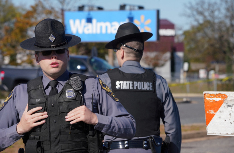  Aftermath of a mass shooting at a Walmart in Chesapeake (photo credit: REUTERS)