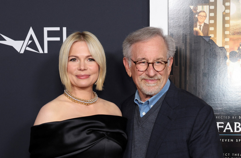 Director Steven Spielberg and cast member Michelle Williams attend a premiere for the film ''The Fabelmans'' during the AFI Fest in Los Angeles, California, US, November 6, 2022. (credit: REUTERS/MARIO ANZUONI)