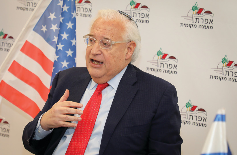  THEN-AMBASSADOR David Friedman visits Efrat in 2020. Donald Trump’s association with Orthodox, committed Jews, such as Friedman, possibly skewed his impression of positive Jewish identity with Israel, says the writer. (photo credit: GERSHON ELINSON/FLASH90)