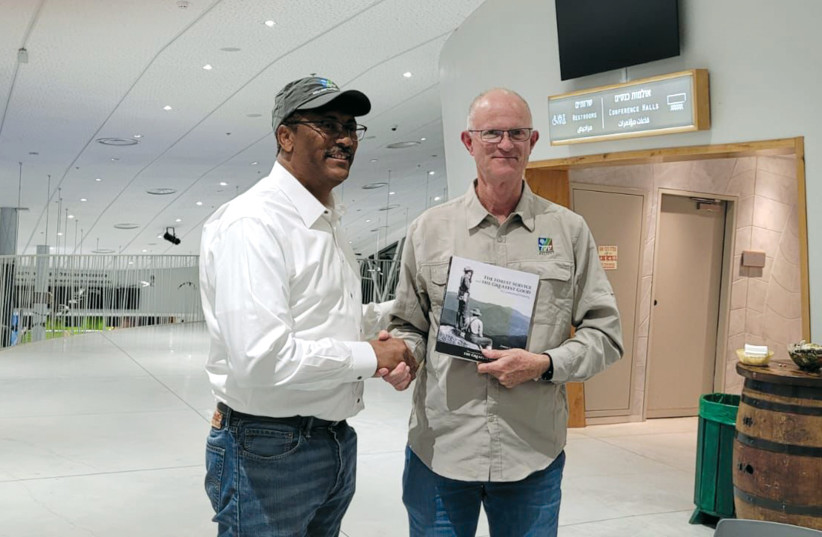  Randy Moore, chief of the US Department of Agriculture’s Forest Service, with Omri Bone, KKL-JNF’s Northern Region director. (photo credit: EFFI NAIM)