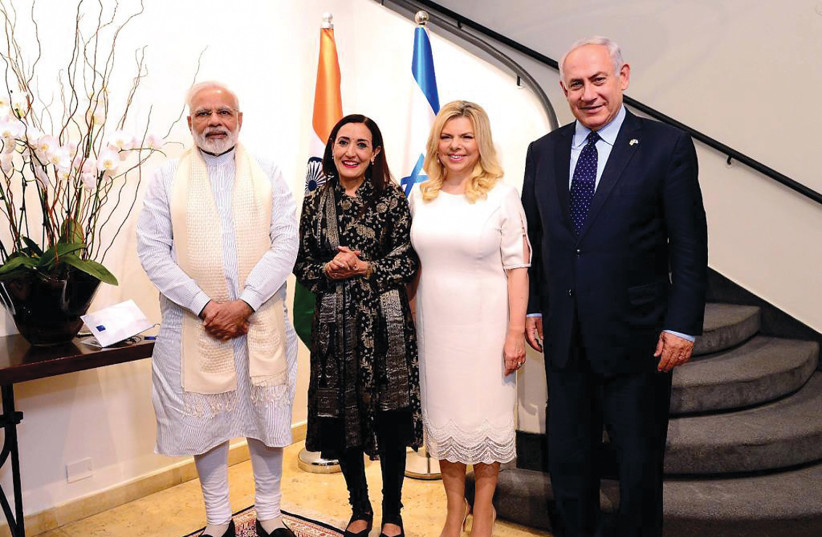  Restaurateur Reena Pushkarna with India’s Prime Minister Narendra Modi and the Netanyahus in 2017. (photo credit: Avi Ohayon/GPO)