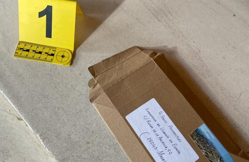  Package sent to Ukrainian Embassy is pictured in Madrid (credit: REUTERS)