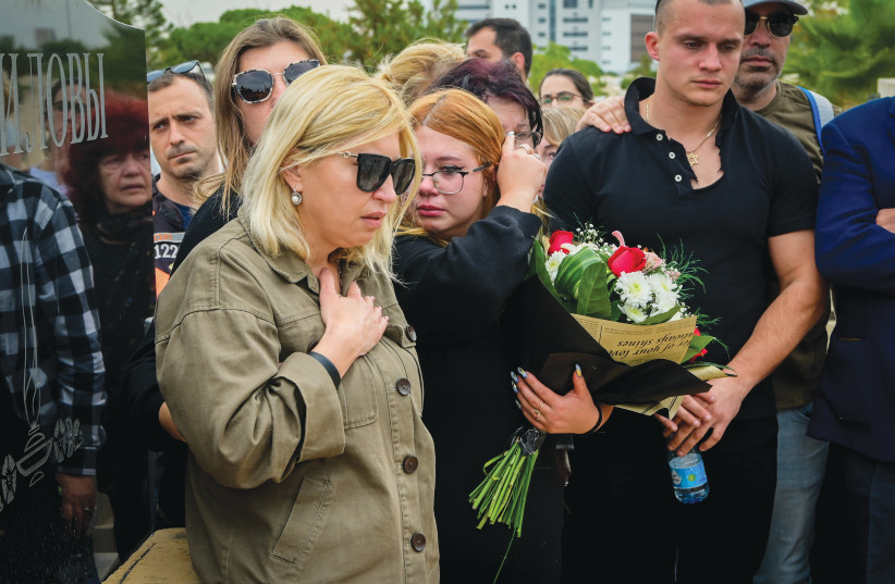  THE FUNERAL of Yuri Volkov who was stabbed to death during a road rage incident in Holon last month (photo credit: AVSHALOM SASSONI/FLASH90)