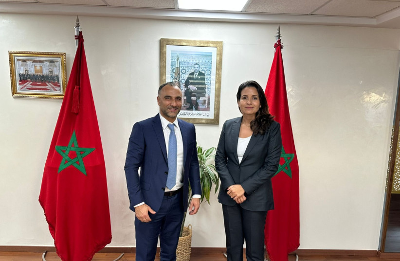  NewMed Energy CEO Yossi Abou with Morocco's Minister of Energy Laila Ben Ali. Photo (photo credit: NewMed Energy)
