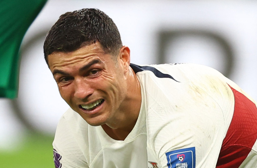  FIFA World Cup Qatar 2022 - Quarter Final - Morocco v Portugal - Al Thumama Stadium, Doha, Qatar - December 10, 2022 Portugal's Cristiano Ronaldo reacts after a Portugal's chance to score. (credit: REUTERS/CARL RECINE)
