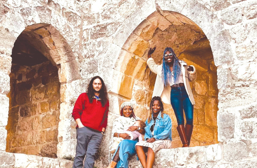  SOUTHERN AVENUE members (from left) Ori Naftaly, Tierinii (and Naava), Ava and TK Jackson, in Jerusalem’s Old City, last week. (photo credit: Naftaly family)