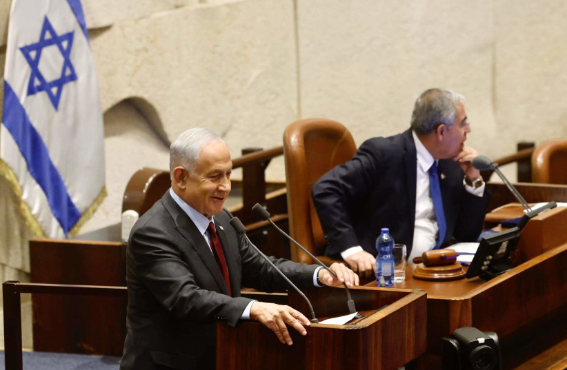Benjamin Netanyahu promises on December 13, 2022 that Israel will not become a halachic state. (photo credit: MARC ISRAEL SELLEM)