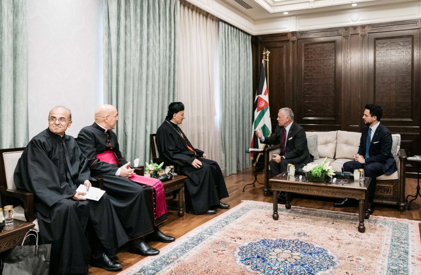  King of Jordan Abdullah II meets with Bechara Boutros Al-Rai, Lebanon's top Christian cleric in Amman, Jordan in this picture obtained by Reuters on December 7, 2022. (credit: REUTERS)