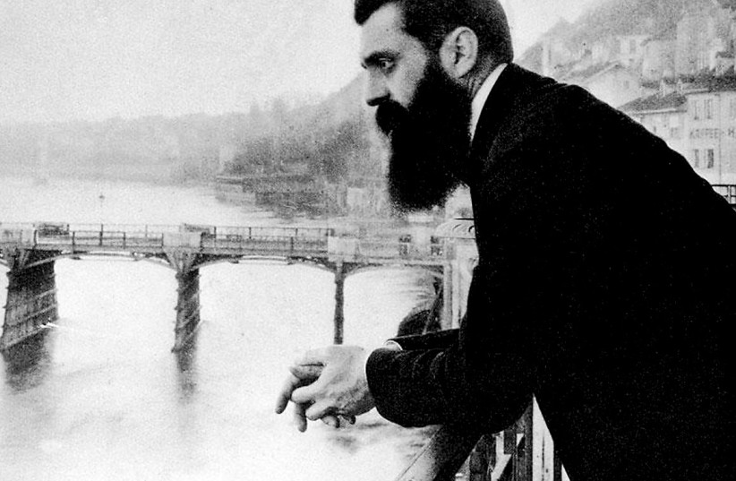  Theodor Herzl on the Hotel Les Trois in Basel, Switzerland. (The Bettman Archive)  (credit: EPHRAIM MOSHE LILIEN)