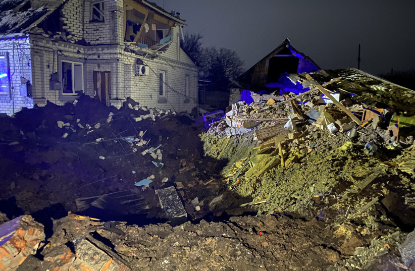  A view shows residential houses heavily damaged by a Russian missile strike, amid Russia's attack on Ukraine, in Kharkiv, December 8, 2022. (credit: REUTERS/Vitalii Hnidyi)