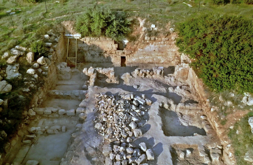  The recently excavated forecourt of the burial cave in the Judean lowlands (credit: EMIL ALADJEM/ISRAEL ANTIQUITIES AUTHORITY)