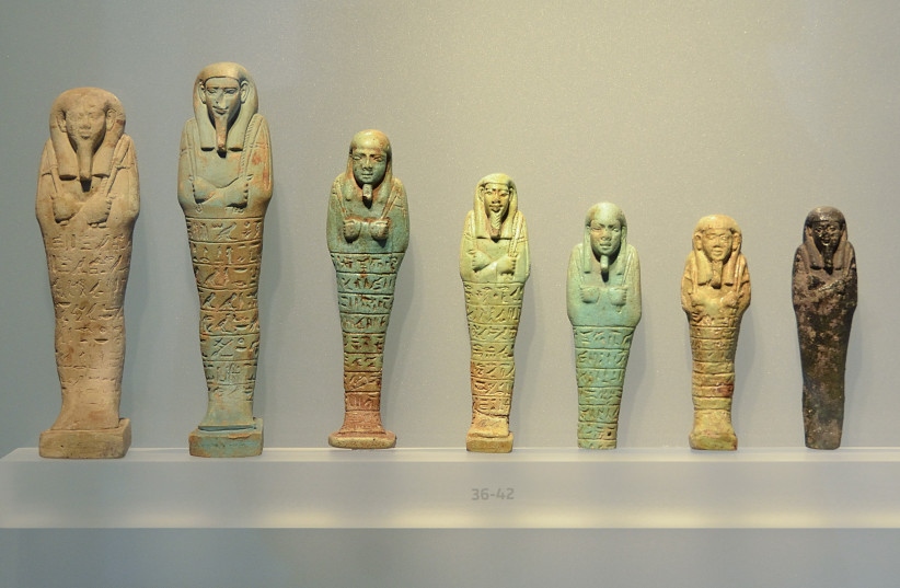 Ushabtis of 26th dynasty, Found at Saqqara (photo              credit: Herzi Pinki/Wikimedia Commons)