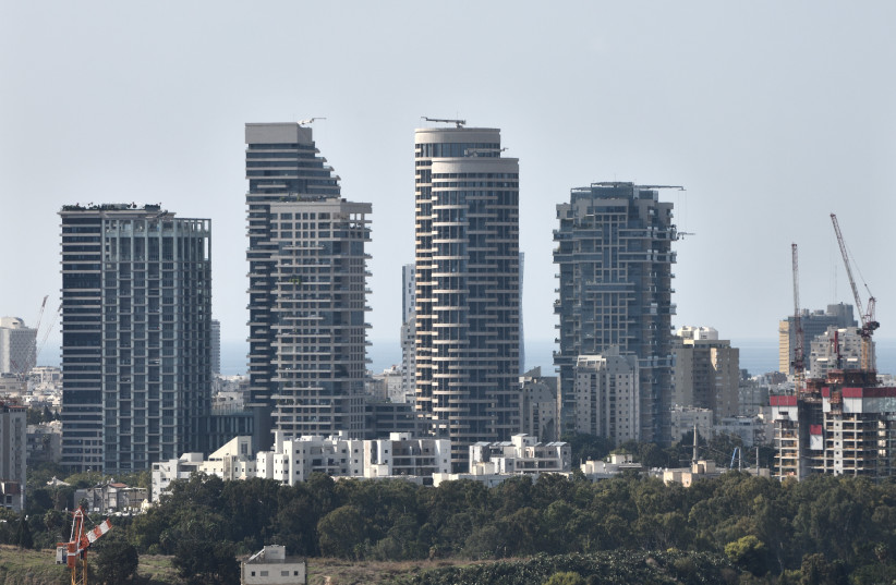  A view of new residential towers under construction in north Tel Aviv. (credit: GILI YAARI/FLASH90)