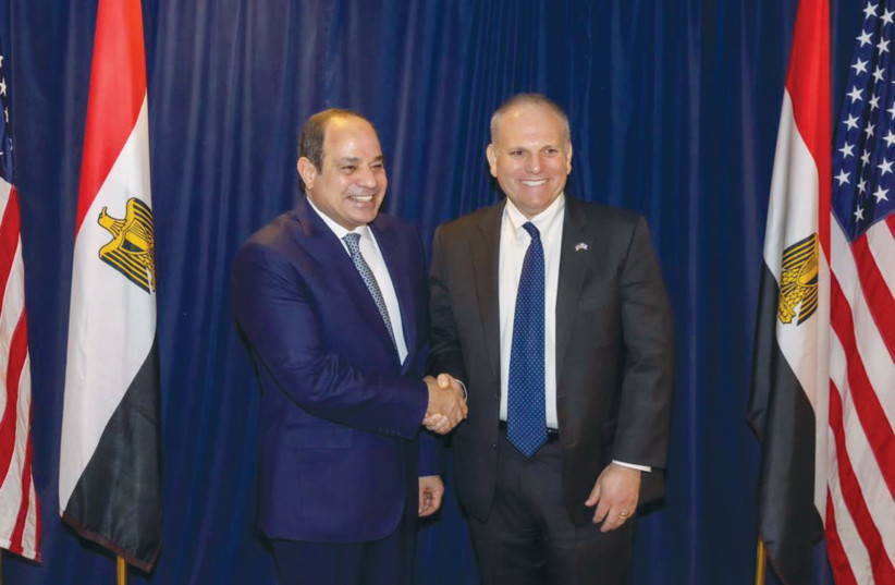  THE WRITER meets with Egyptian President Abdel Fattah el-Sisi in Washington, earlier this month. ‘The president’s commitment to enhancing peace with Israel shows the remarkable success of our efforts,’ says the writer. (photo credit: Egyptian Embassy in Washington)