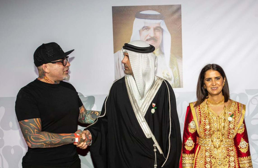  MMA fighter Haim Gozali and the Bahraini embassador. (photo credit: Embassy of the Kingdom of Bahrain)