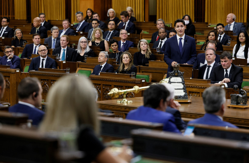  Canada's Prime Minister Justin Trudeau delivers remarks on the death of Britain's Queen Elizabeth in the House of Commons on Parliament Hill in Ottawa, Ontario, Canada September 15, 2022. (credit: REUTERS/BLAIR GABLE)