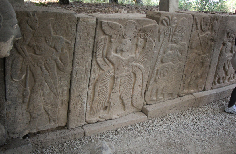  ome of the murals at Karatepe Azativataya Castle open air museum. The stone reliefs and other artefacts depicting scenes from the Hittite Kingdom of the eight century BCE were disovered in 1946 by German archaeologists Helumt Bossert and his revered Turkish collaborator Halet Cambel. (credit: ORI LEWIS)