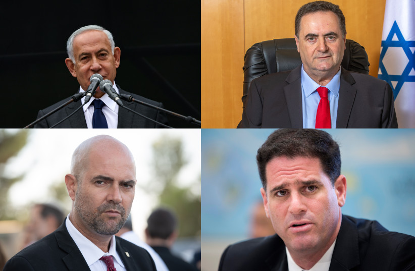  CLOCKWISE: Prime minister-designate Benjamin Netanyahu, Likud MK Israel Katz, Likud MK Amir Ohana and former US ambassador Ron Dermer. (photo credit: REUTERS, SRAYA DIAMANT/FLASH90, YONATAN SINDEL/FLASH90, YOSSI ALONI/FLASH90)