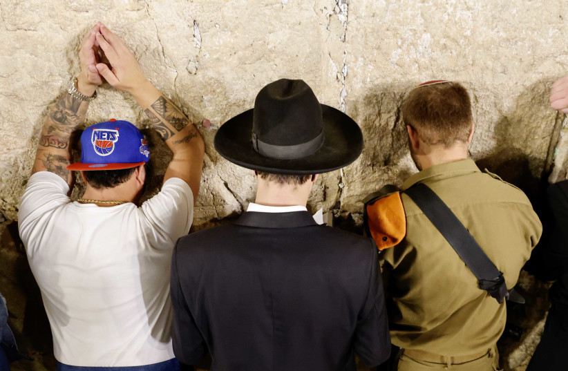  Slichot (penitential prayers) at the Western Wall; God listens to the prayers of everyone. October 2022. (credit: MARC ISRAEL SELLEM/THE JERUSALEM POST)