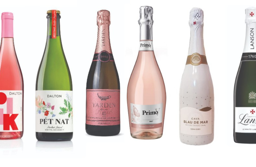  SOME RECOMMENDED sparkling wines (from L): Dalton Pink, Dalton Pét-Nat, Yarden Brut Rosé, Primo Rosé, Cava Blau de Mar, Lanson White Label. (credit: Wineries mentioned)
