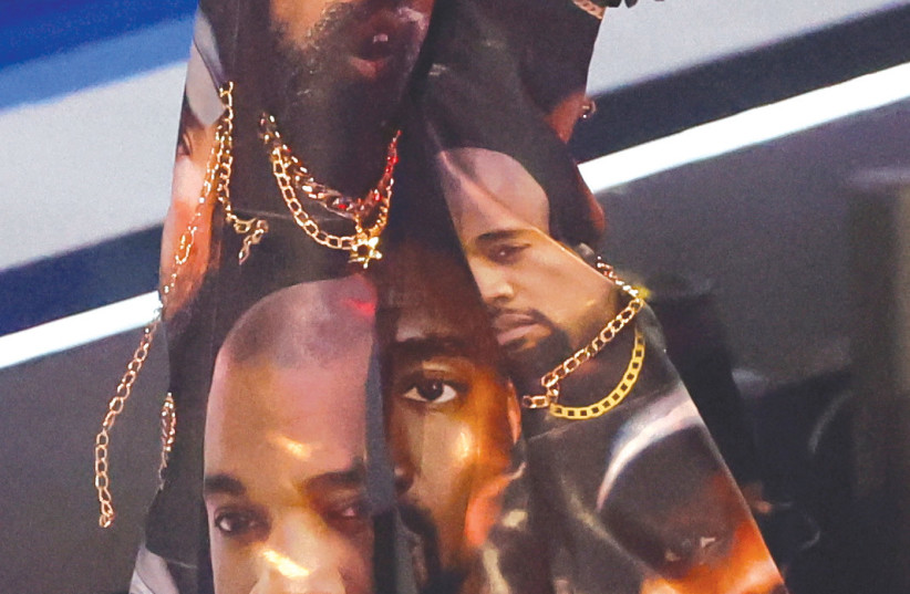  SINGER NOA KIREL wears pants with the face of Kanye West as she wins the award for Best Israeli Act during the 2022 MTV Europe Music Awards in Dusseldorf, Germany, last month. (credit: Wolfgang Rattay/Reuters)