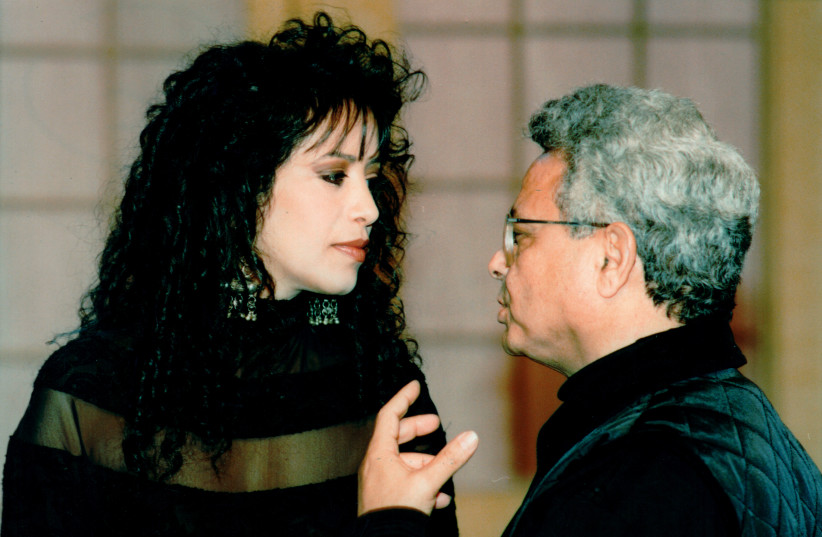  File photo of Israeli singer Ofra Haza, with her manager Bezalal Aloni.  (photo credit: Moshe Shai/Flash 90)