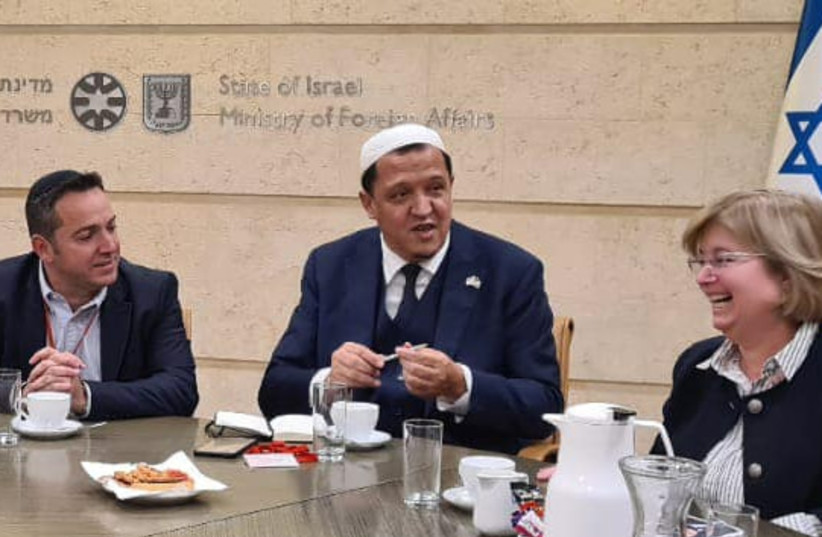  Imam Hassen Chalghoumi, center, meeting with officials from Israel's Foreign Ministry in Jerusalem. Dec. 28, 2022. (photo credit: FACEBOOK)