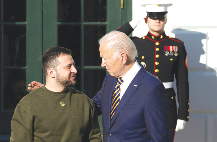  US President Joe Biden welcomes Ukraine's President Volodymyr Zelenskiy to the White House, last month (credit: KEVIN LAMARQUE/REUTERS)