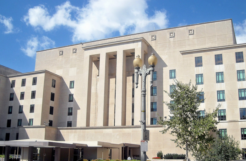 The Harry S. Truman Building, the headquarters of the United States Department of State, in Washington, DC. (credit: AGNOSTICPREACHERSKID/CC BY-SA 3.0 (https://creativecommons.org/licenses/by-sa/3.0)/VIA WIKIMEDIA)