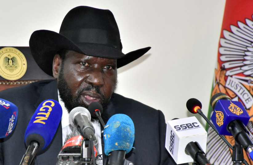  South Sudan's President Salva Kiir addresses a news conference at the State House in Juba, South Sudan March 28, 2022 (photo credit: REUTERS/Jok Solomun/File Photo)