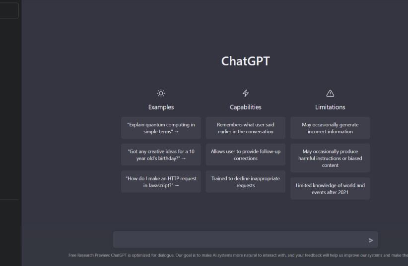  The ChatGPT homescreen (photo credit: WIKIPEDIA)