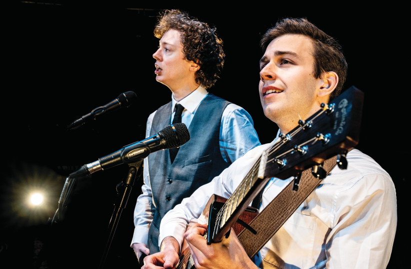  OLIVER CAVE AND William Sharp channel Simon & Garfunkel in the West End production coming to Israel. (photo credit: Gil Hamish)