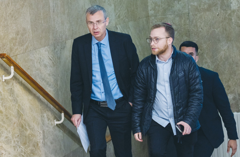  JUSTICE MINISTER Yariv Levin arrives for a cabinet meeting at the Prime Minister’s office in Jerusalem, this past Sunday. (photo credit: OLIVIER FITOUSSI/FLASH90)