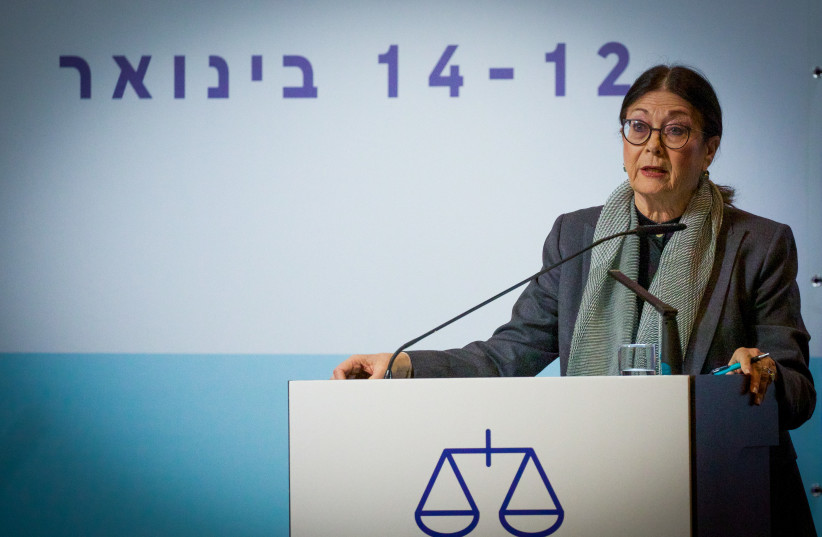  President of the Supreme Court Esther Hayut attends a conference in Haifa on January 12, 2023.  (photo credit: SHIR TOREM/FLASH90)
