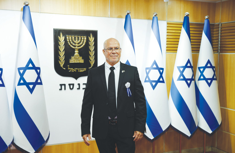 NEW MK Zvika Fogel of Otzma Yehudit arrives for the opening session of the Knesset, in November (photo credit: OLIVIER FITOUSSI/FLASH90)