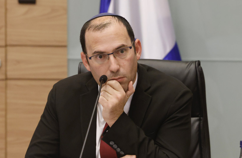  MK Simcha Rothman attends a committee meeting at the Knesset, January 17, 2023. (credit: MARC ISRAEL SELLEM/THE JERUSALEM POST)