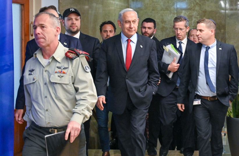  Prime Minister Benjamin Netanyahu seen in a cabinet meeting in Jerusalem on January 22, 2023 (photo credit: KOBI GIDEON/GPO)