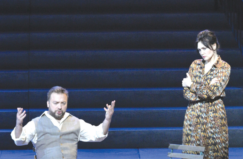  SERGEI POLIAKOV as Turiddu and Anastasia Boldyreva as Santuzza in ‘Cavalleria Rusticana.’ (credit: YOSSI ZWECKER)