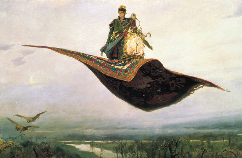  ‘The Flying Carpet,’ a depiction of Russian folklore hero Ivan Tsarevich by Viktor Mikhailovich Vasnetsov  (photo credit: WIKIPEDIA)