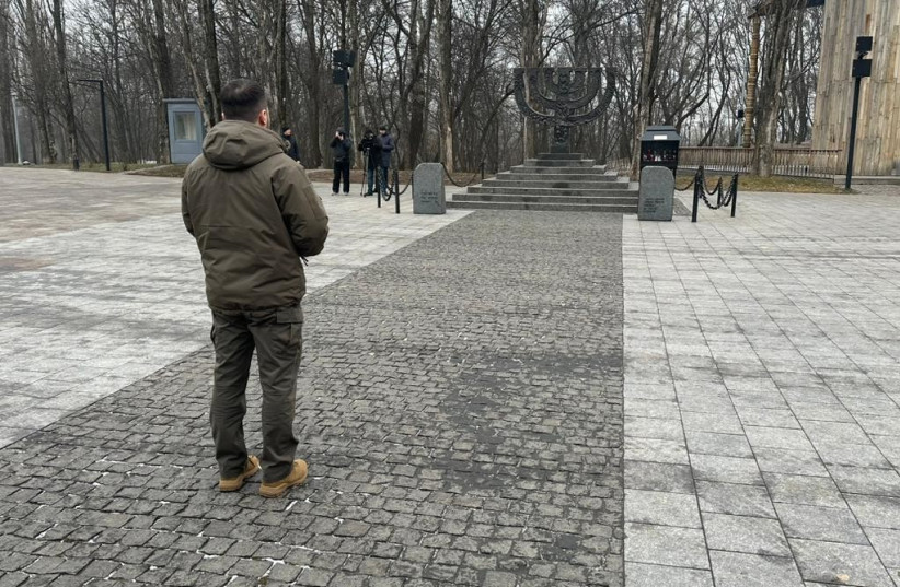  Ukrainian President Voldymyr Zelensky commemorates International Holocaust Remembrance Day at Babyn Yar, January 27, 2023 (photo credit: Federation of Jewish Communities in Ukraine)