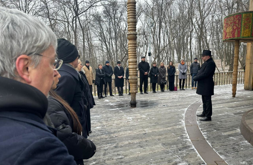  Ceremony marking International Holocaust Remembrance Day at Babyn Yar, January 27, 2023 (credit: Federation of Jewish Communities in Ukraine)
