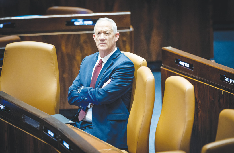  MK BENNY Gantz observes in the Knesset, on the day of the new government’s inauguration last month. (photo credit: YONATAN SINDEL/FLASH90)